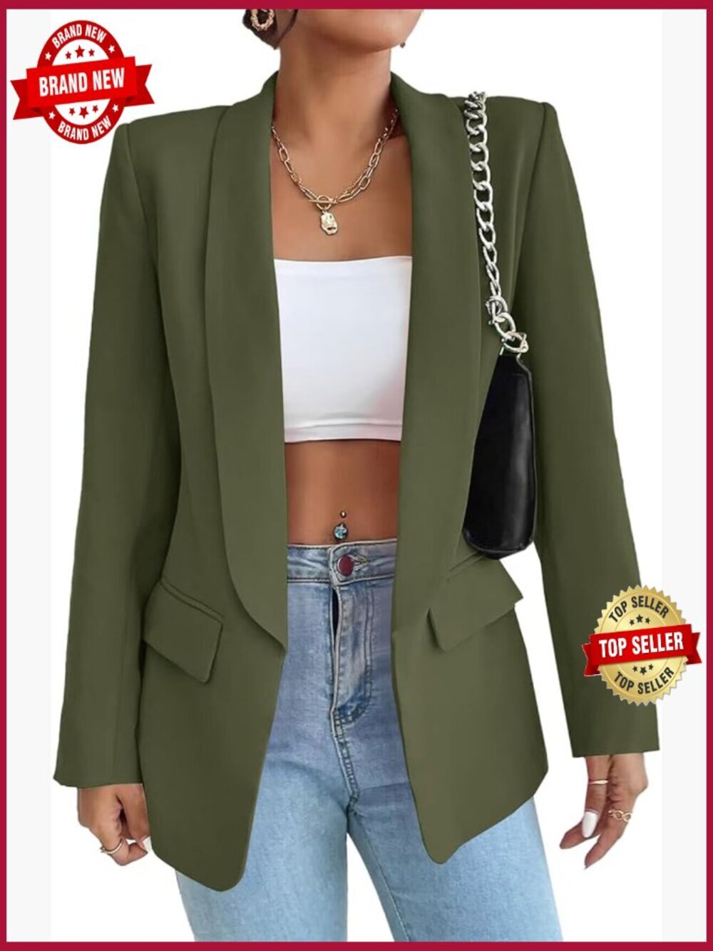 Womens Casual Blazer Long Sleeve Open Front Shawl Collar Slim Jacket